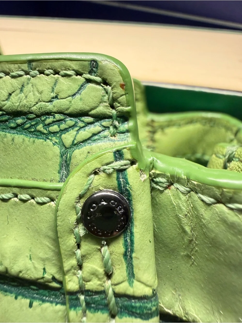 Coach Swagger 21 Exotic Green Croc-Embossed Structured Top-Handle Satchel